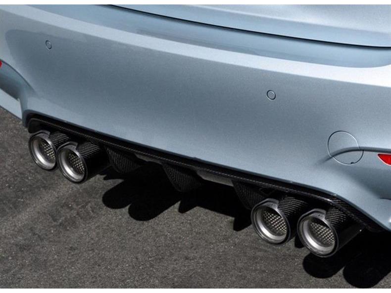 BMW MP Carbon Fiber Exhaust Tip: Single To Dual 4-Pipe Conversion, Stainless Steel Titanium Black M Tail Nozzle.
