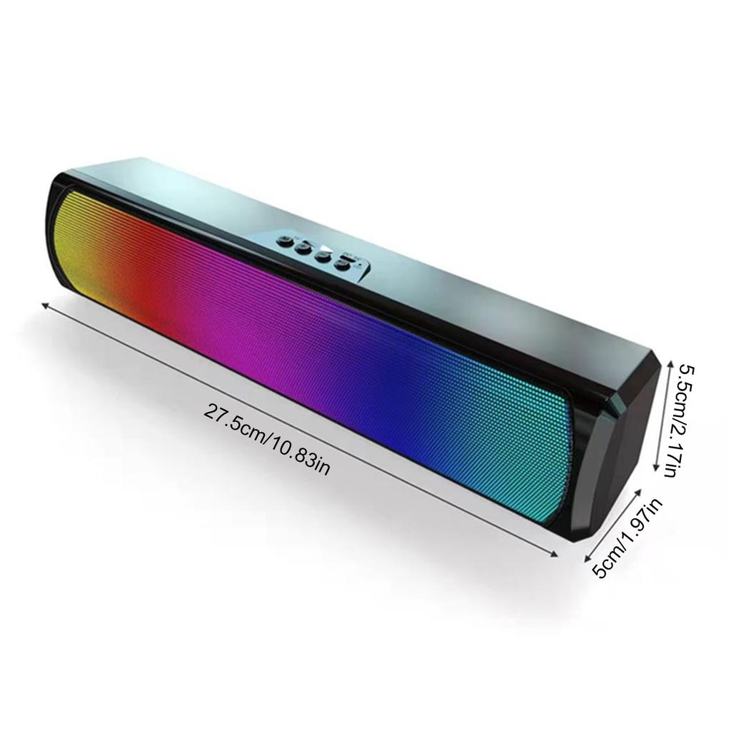 Wireless PC Speakers with Flowing LED Lights Computer Soundbar with Stereo Sound Desk Subwoofer