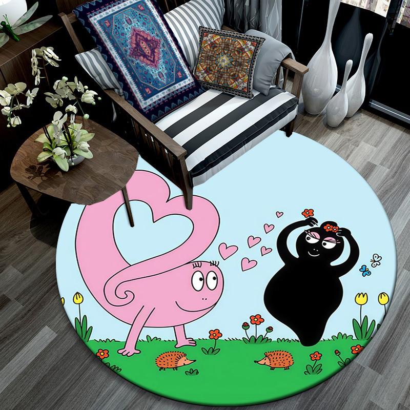 Barbapapa2 Round Area Rug,Carpet Rug for Living Room Bedroom Sofa Playroom Decor,Non-slip Floor Mat