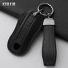 Leather Car Key Case Cover Shell For Porsche Cayenne Panamera 911 992 996 Taycan Macan Boxster 968 987 981 Key Protect Keychain
