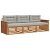 Outdoor Sofa Set with Cushions 3 Pcs Natural and Light Grey