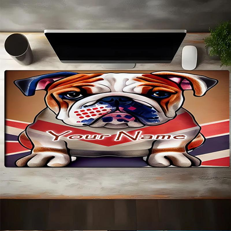 1PC Custom Name Bulldog Union Jack Pride Mouse pad, keyboard and mouse desk pad, for computer notebook  Birthday Gift For Any Room Or Office
