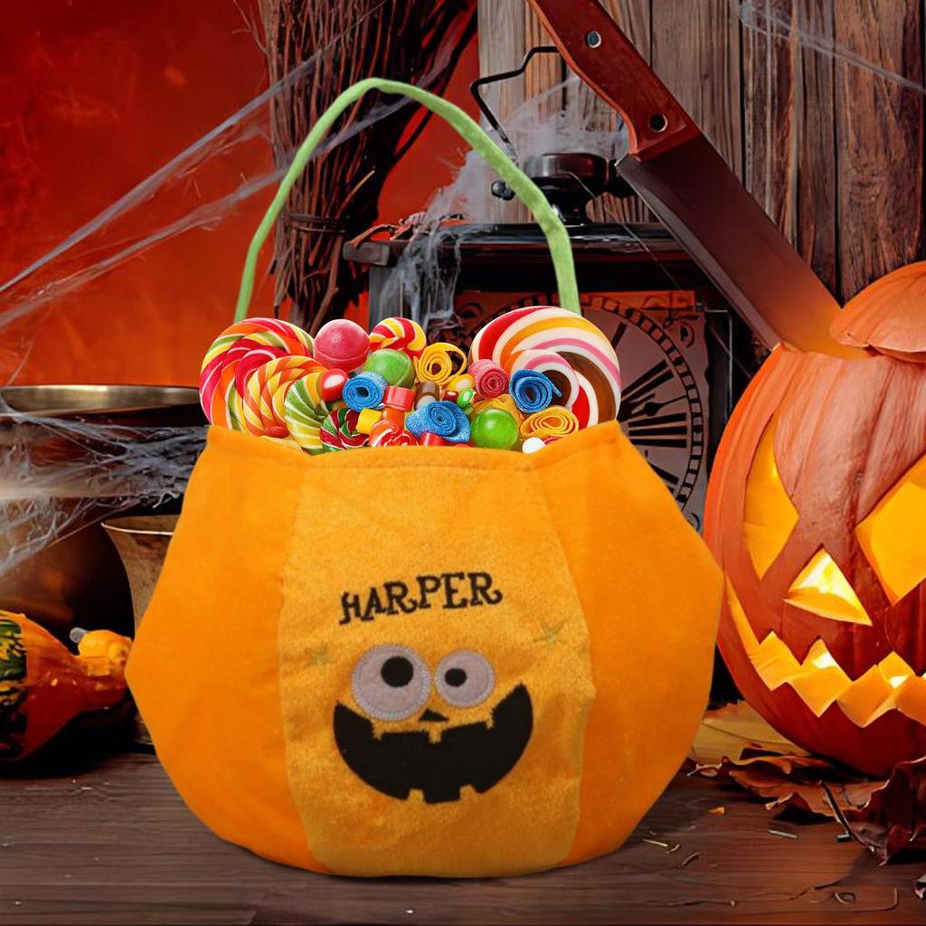 2025 Halloween Candy Bucket Handheld 3D Embroidered Trick-or-Treat Basket Non-Woven Halloween Festival Candy And Snack Bags