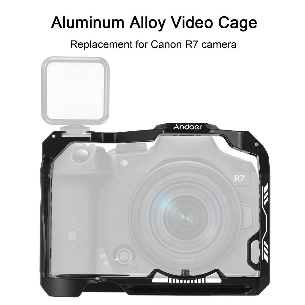 Andoer Camera Cage Video Cage z hliníkové slitiny s držákem Cold Shoe Mnoho 1/4palcových závitů