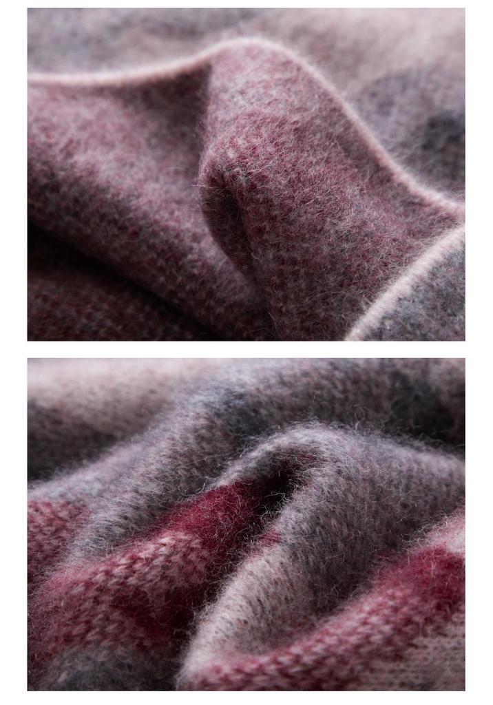 Women's Cashmere Wool Jacquard Knit Sweater - Thickened Loose Pullover for Autumn/Winter