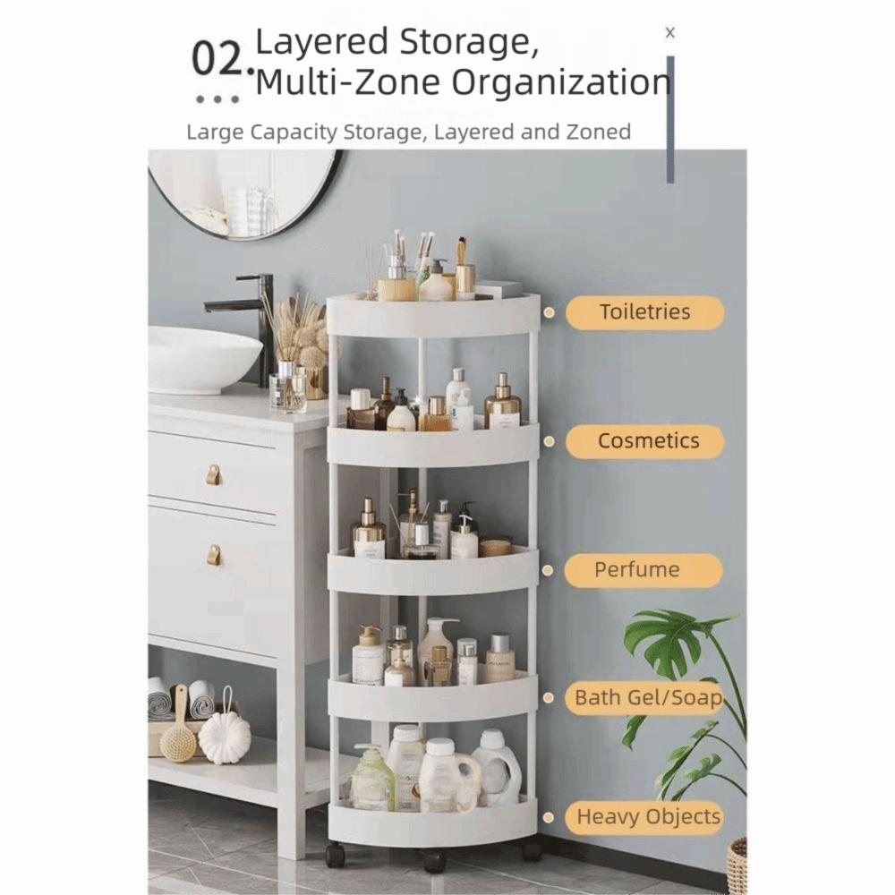 Large Capacity Corner Storage Rack Multi-Tier Rolling Cart Storage Rack Gap Storage Shelf Bathroom