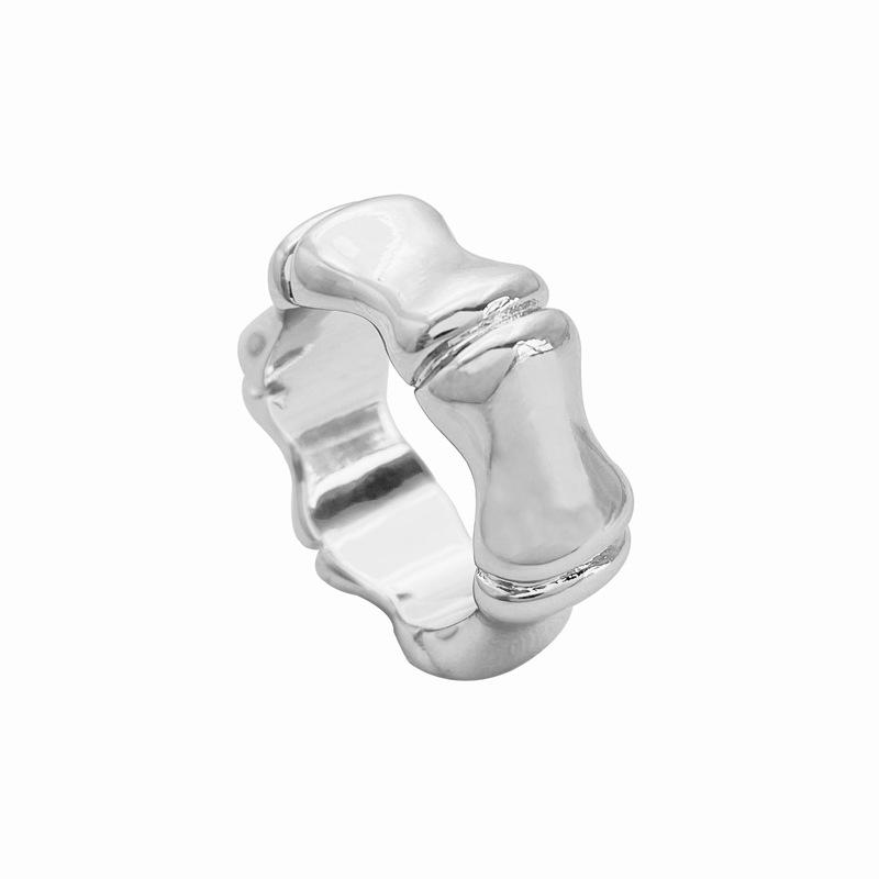 

Широкая версия глянцевого бамбукового кольца для женщин с рекомендуемым темпераментом и преувеличенным покрытием из 18-каратного золота на указательный палец No. 8