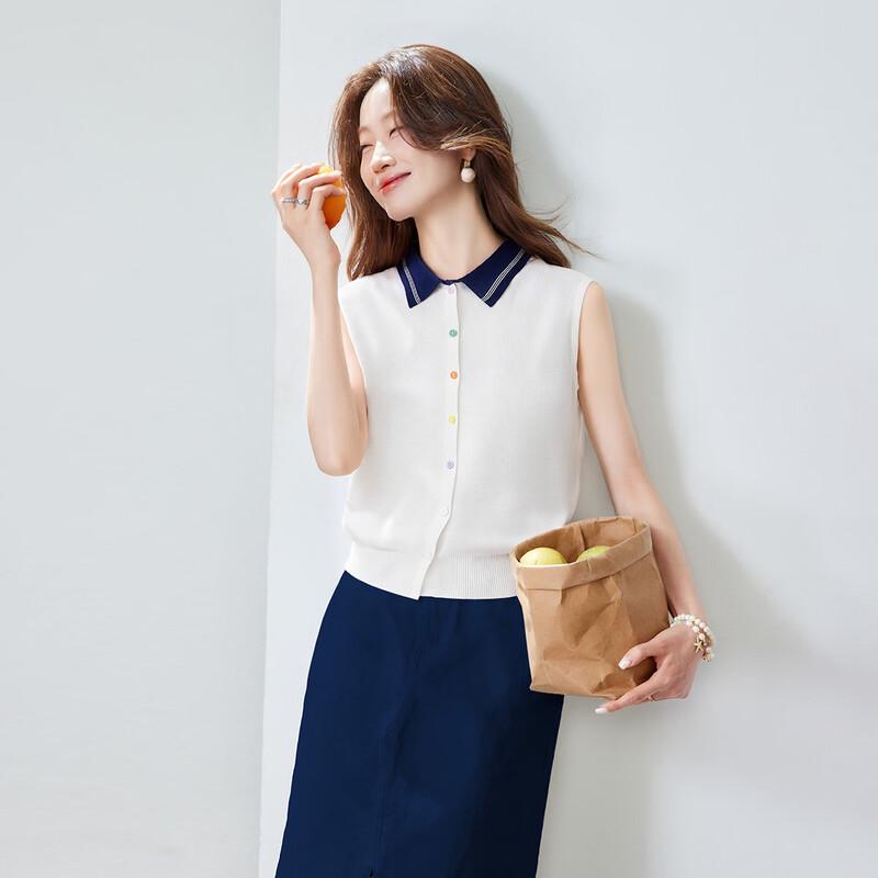 Srcr Women s Short Silk Blend Lapel Knit Vest L