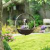 Wrought Iron Aged Green Bird Swing Feeder & Waterer