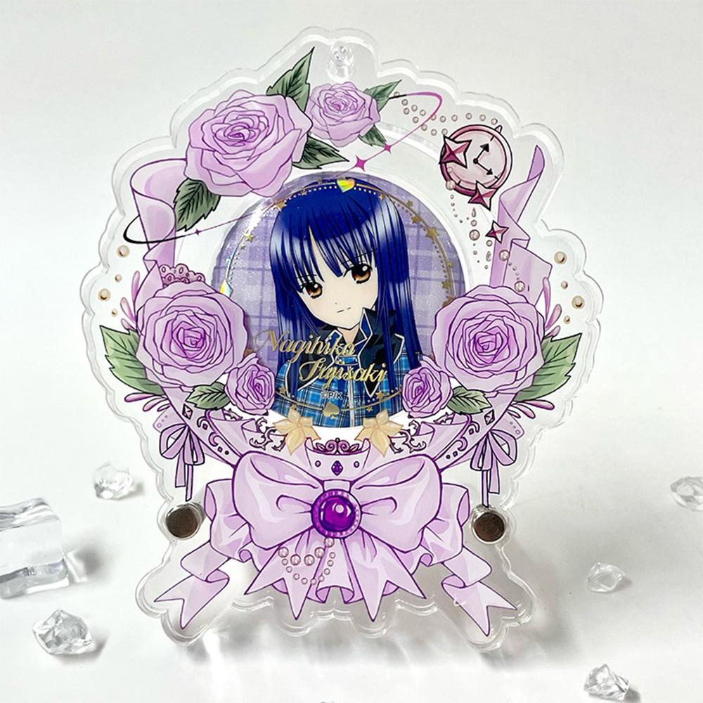 Simple 58/75MM Badge Photo Frame Acrylic Romantic Rose Photo Frame New Desktop Decoration Ornaments Badge Storage Display Stand