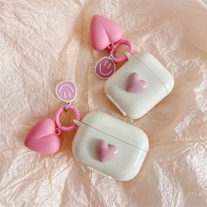 Various Cute Bear Heart-shaped  Bow tie Beige Case For Airpods 4 Earphone Case For AirPods Pro 2nd 3 1 2 Earphone Charging Box Keychain Lanyard
