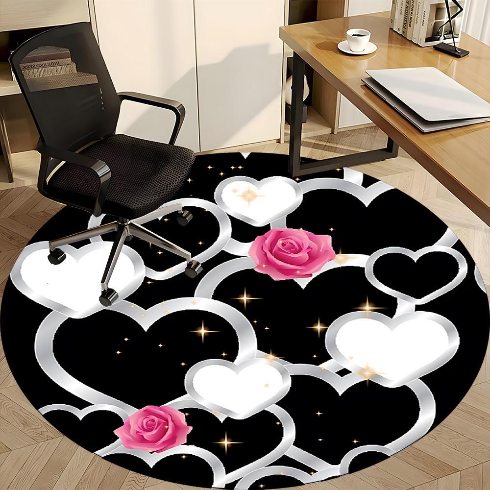 1pc Love Hearts Chair Carpet for Office, Indoor Non Slip Washable Polyester Fiber Carpet,