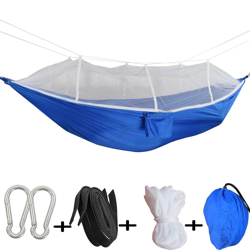 Outdoor Anti-Rollover Nylon Hammock with Mosquito Net - Single/Double Lightweight Parachute Cloth