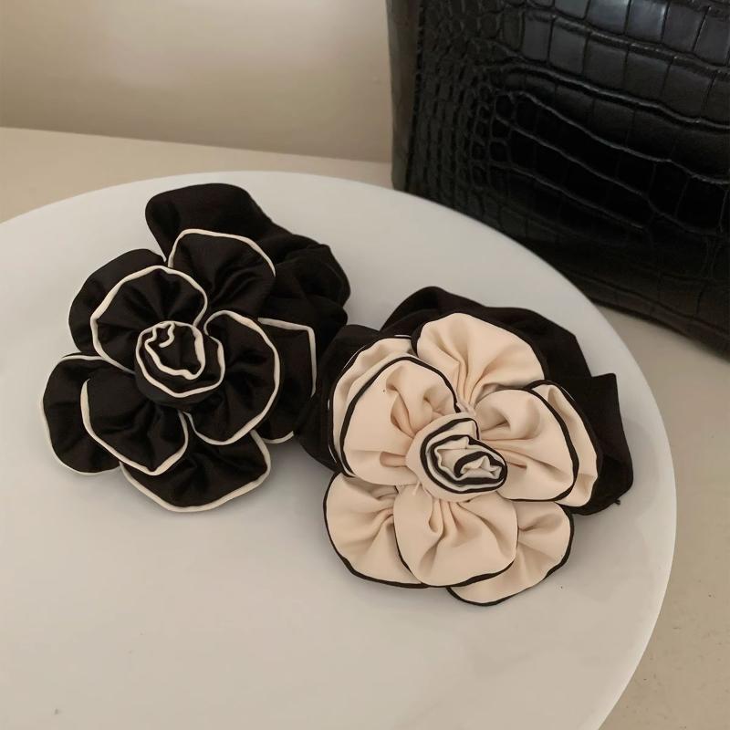 White/Black Hair Accessories, Elegant Camellia Fabric Hair Bands And Hair Accessories