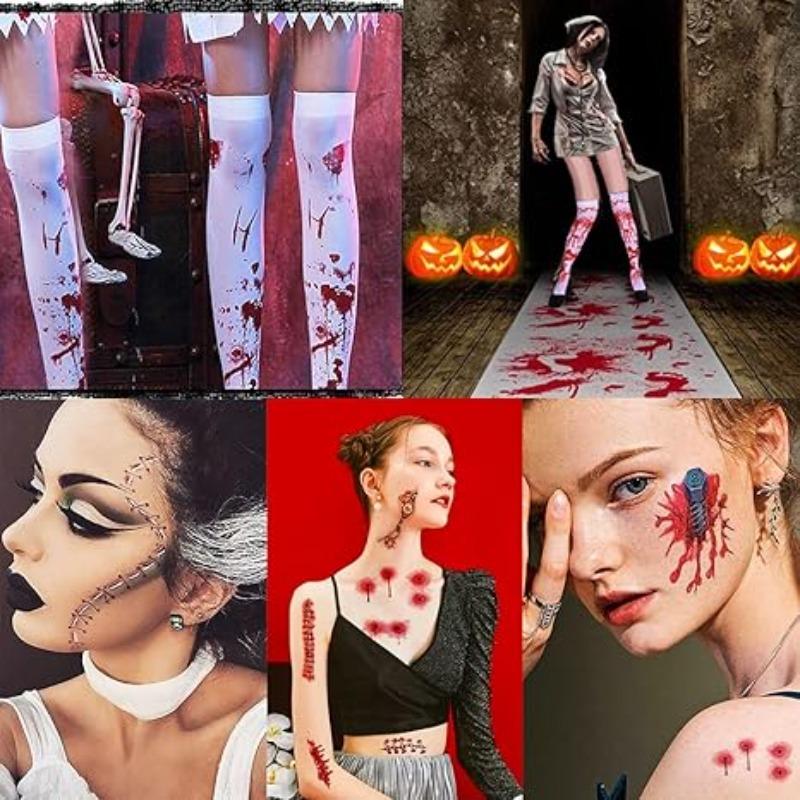 Halloween Gloves Scary Atmosphere Decorated Blood Gloves Blood Socks Party Costume Blood Mark Props Halloween Decorative Prop