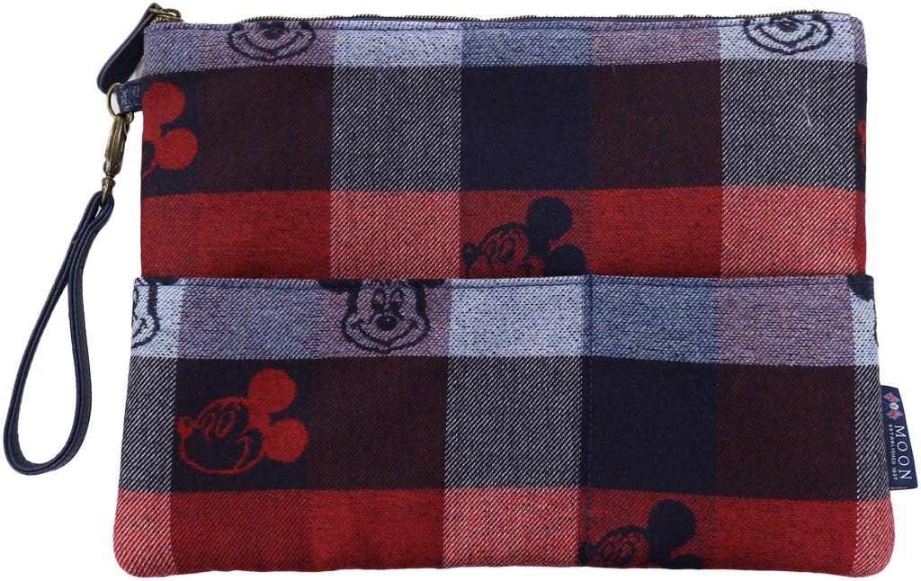 Marushin Disney Mickey Mouse Clutch H25 X Traditional Made with Wool Fabric by 2335017000 Bag, W33cm, Check, MOON, UK,