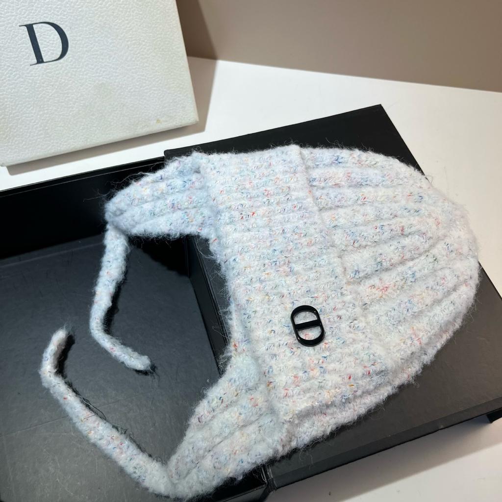 Dongdaemun Dd Circle Yarn Cute Ear Protection Hat Warm Soft Waxy Elastic Face Small Knitted Flying Hat