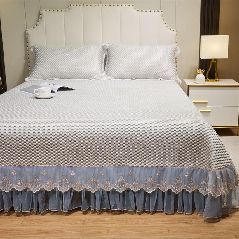 

Doudou холодный коврик, новый толстый мягкий чехол для кровати, юбка, летняя крутая простыня из ледяного шелка, комплект из трех предметов, противоскользящий стиль принцессы 1.2x2.0no pillowcase