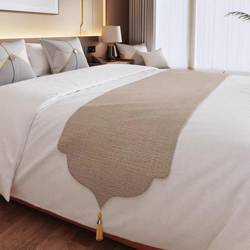 

Hotel Beauty Salon Bed Flags Flat, Wrinkle Resistant, Dust-proof Bed Tail Towel Home Decorat Blanket with Tassels Activated Printing Dyeing Bed Towel 50x180cm 1pcs