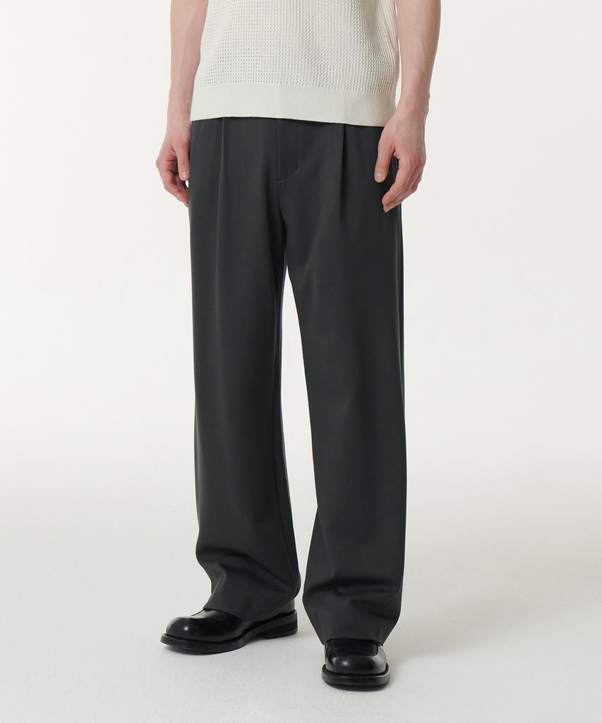 MUSINSA STANDARD Ponte One-Tuck Wide Cozy Slacks [Gray]