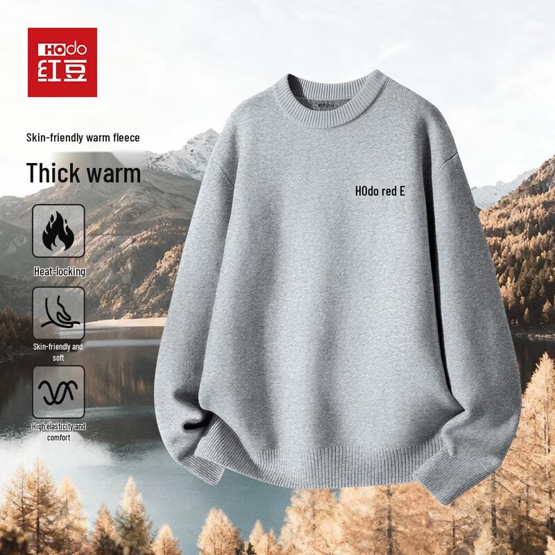 Hodo Men s High-Elastic Fleece Lined Round Neck Winter Sweater M