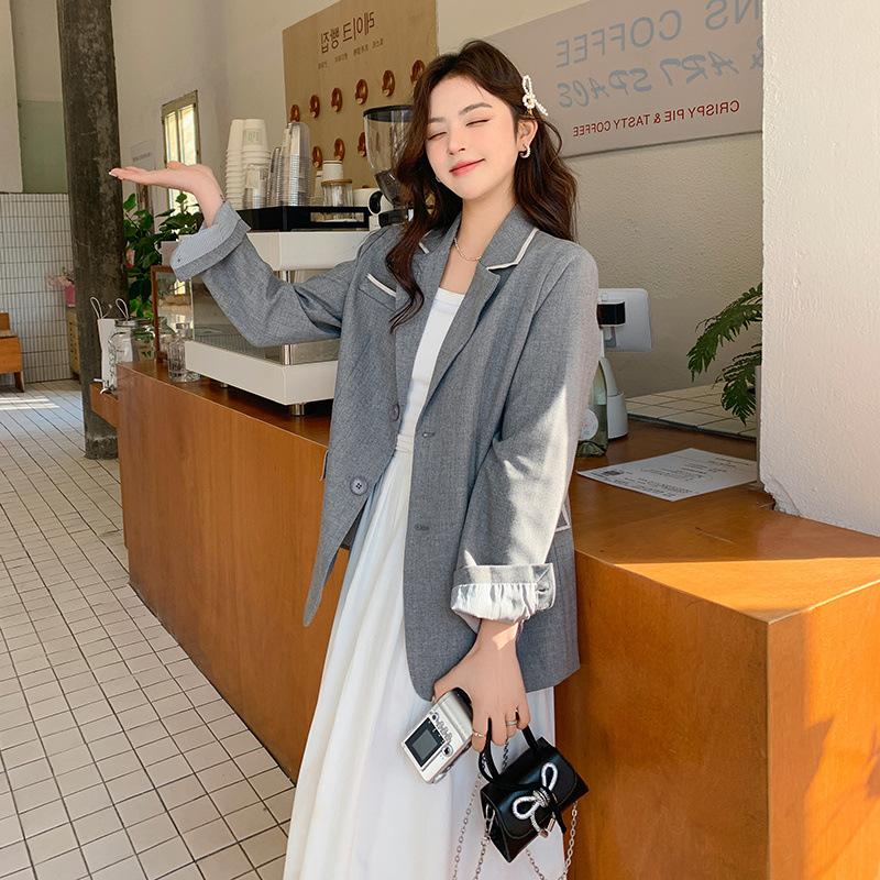 Design generujący włosy szary temperament mała marynarka wiosenna nowa prosta codzienna marynarka