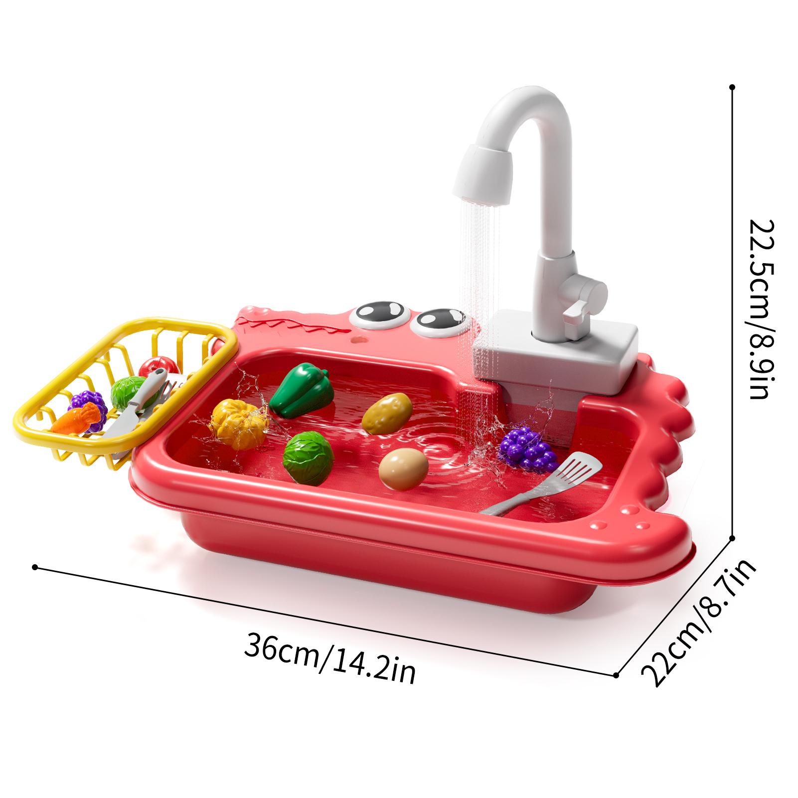 

Pretend Play Kitchen Sink Toys For 1-8 Years Girls Kitchen Play Sink With Running Water Toys Play Food Sets Kitchen Toys Gifts червоний