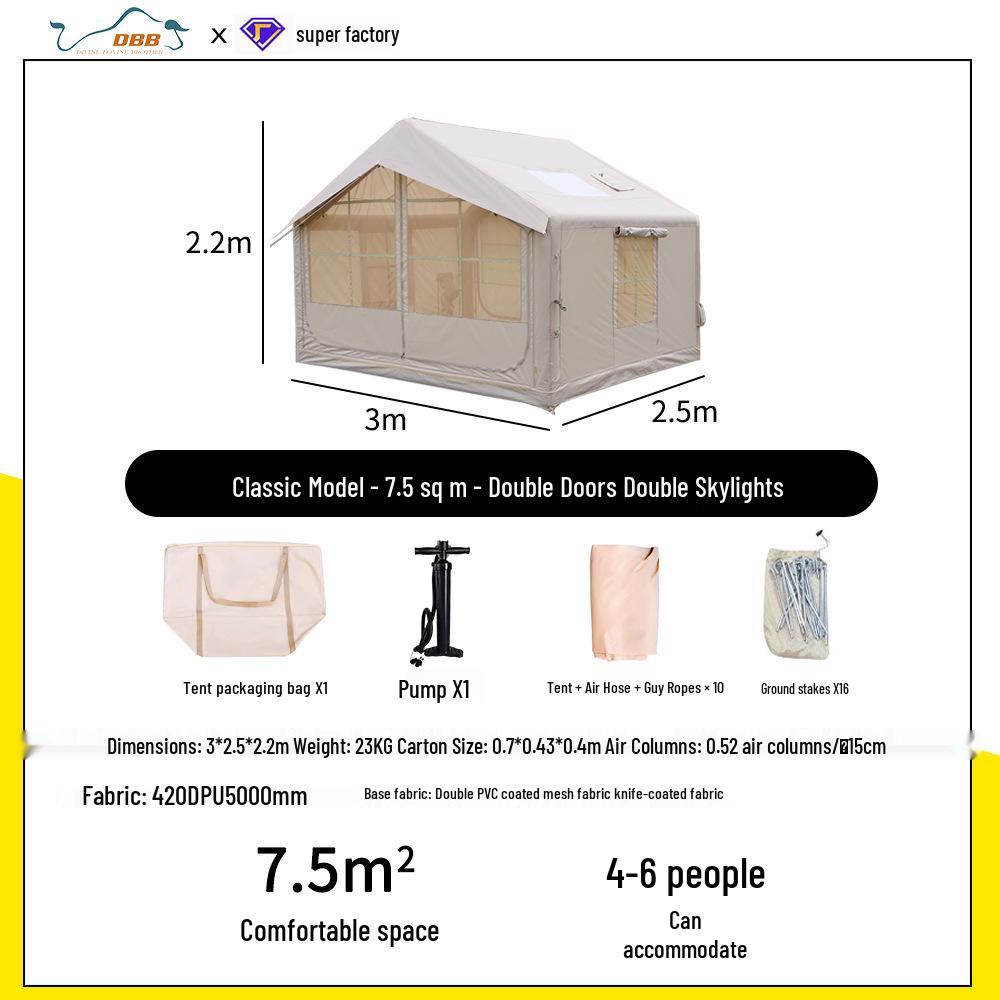 Portable Outdoor Inflatable Camping Tent with Full Set, Rainproof & Sun-Protected, Thickened Oxford Cloth