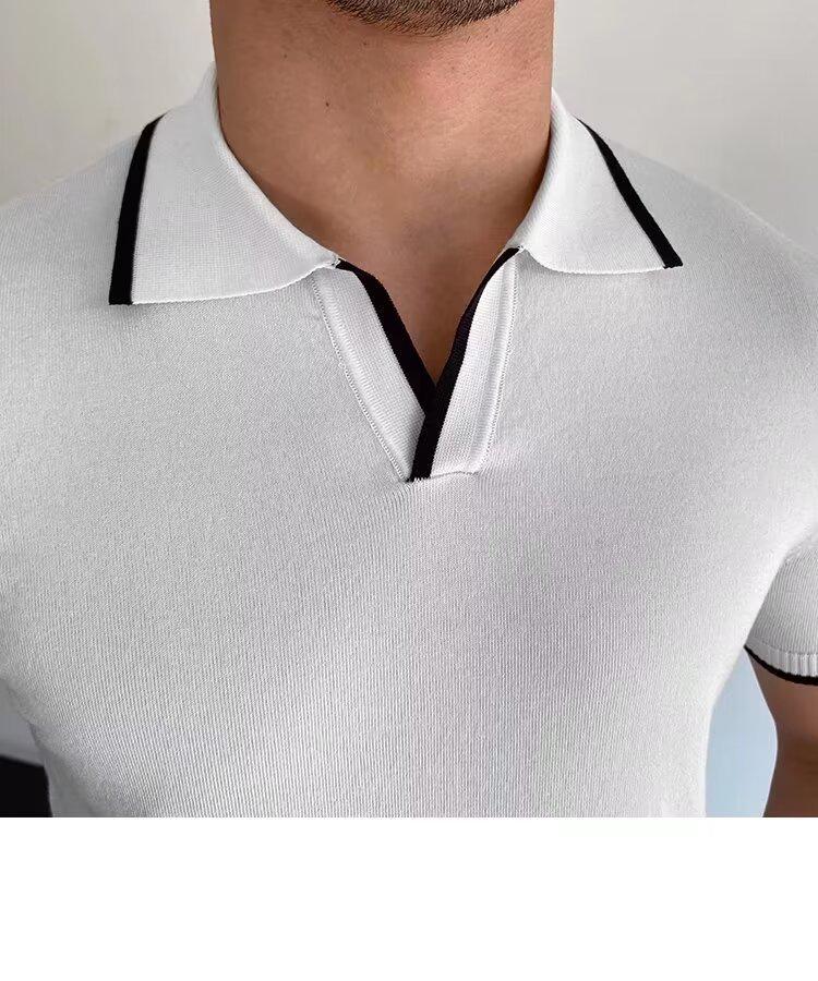 Men's Summer Slim Fit Ice Silk Knit Polo Shirt