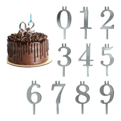 Reusable Number Birthday Cake Candle Holder Set Digital Silver Cake Topper Decoration for Parties Anniversaries Celebrations