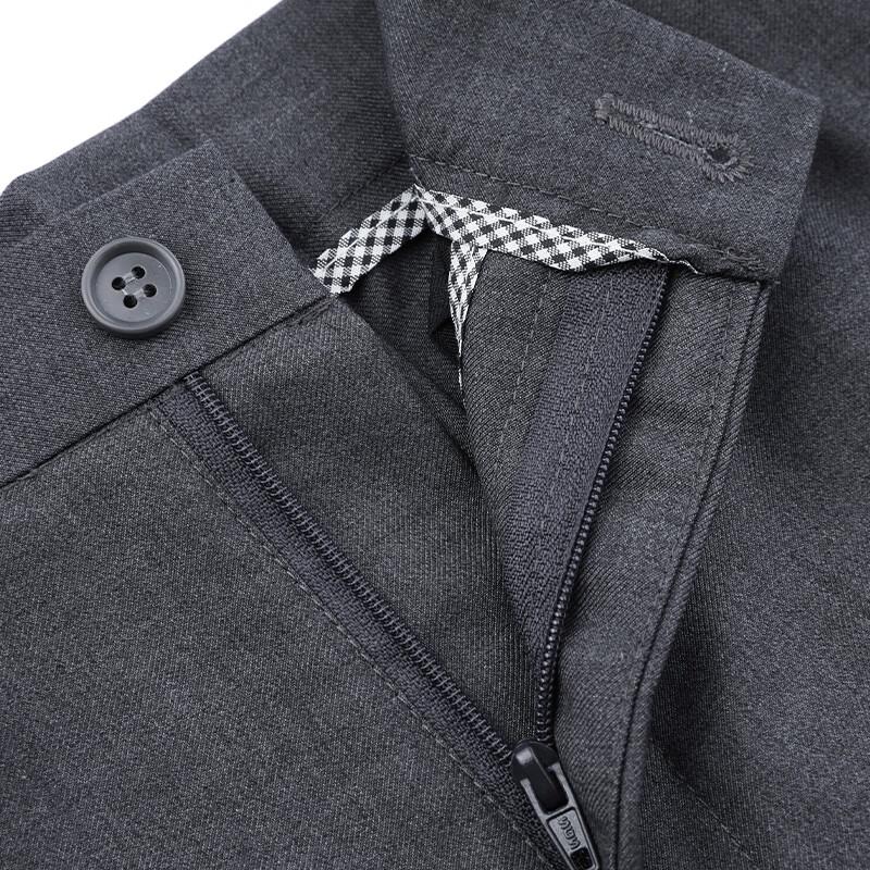 Unisex Grey Wrinkle-Resistant Straight-Leg Business Pants