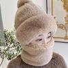 Inverno Protezione Integrata per le Orecchie Cappello Antivento Cappello Baotou Sciarpa Maschera Pompon di Pelliccia Più Velluto Cappello Caldo da Ciclismo per Donna