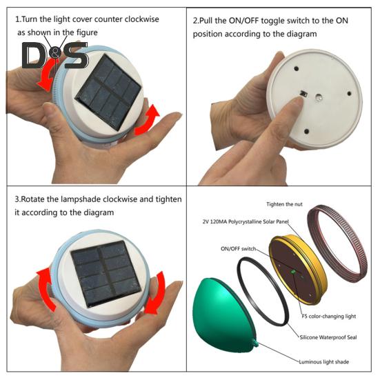 Solar-Poollicht, LED, schwimmendes RGB-Farbwechsel-Poollicht, IP67, wasserdichte Umgebungsbeleuchtung für den nächtlichen Einsatz im Schwimmbadteich