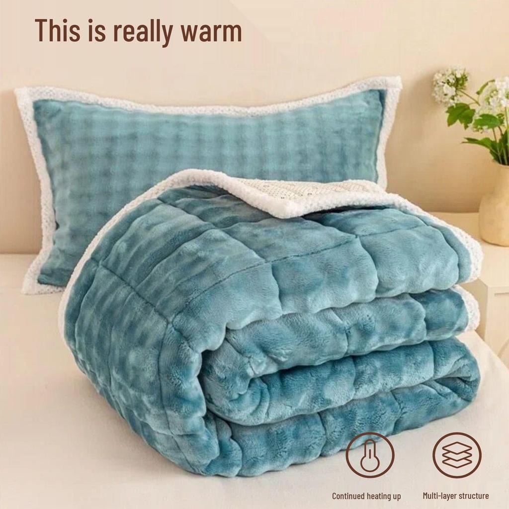 G5Z Winter Rabbit Plush Bed Sheet - Warm Velvet Mattress Blanket for Dorms