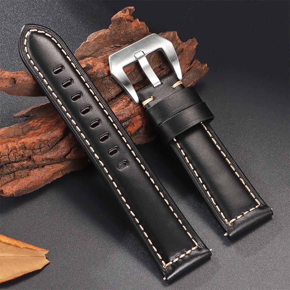 Premium Retro Oil Wax Genuine Leather Watchband Men's Soft Calfskin Strap for Seiko for Panerai 20mm 22mm 24mm 26mm Wristband