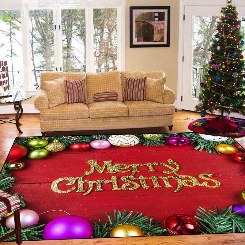 Christmas Carpet Living Room Decoration Home Rugs Children's Bedroom Non-slip Soft Mat Washable Balcony Lounge Rugs Customized