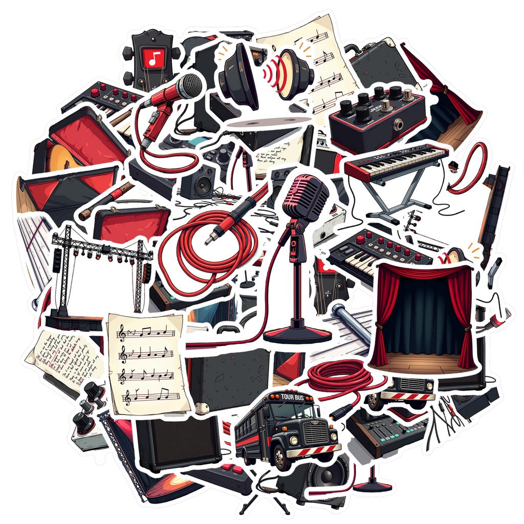 Rock Microphones Decals Cartoon Concerts Stationery Stickers Stickers For Laptop Fridge Phone