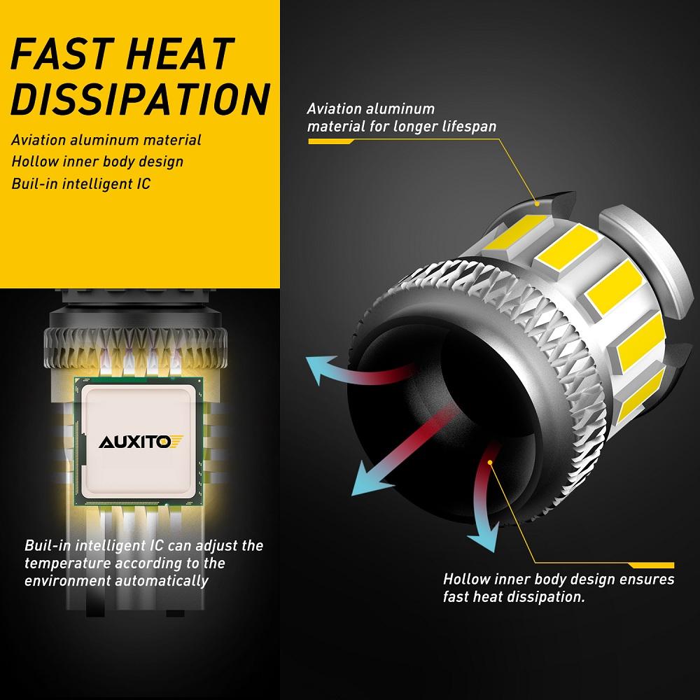 AUXITO 2Pcs Canbus T10 LED White W5W LED Bulb No Error Car Interior Trunk Lights Side Marker License Plate Lamp Red Yellow Dome Lights 6