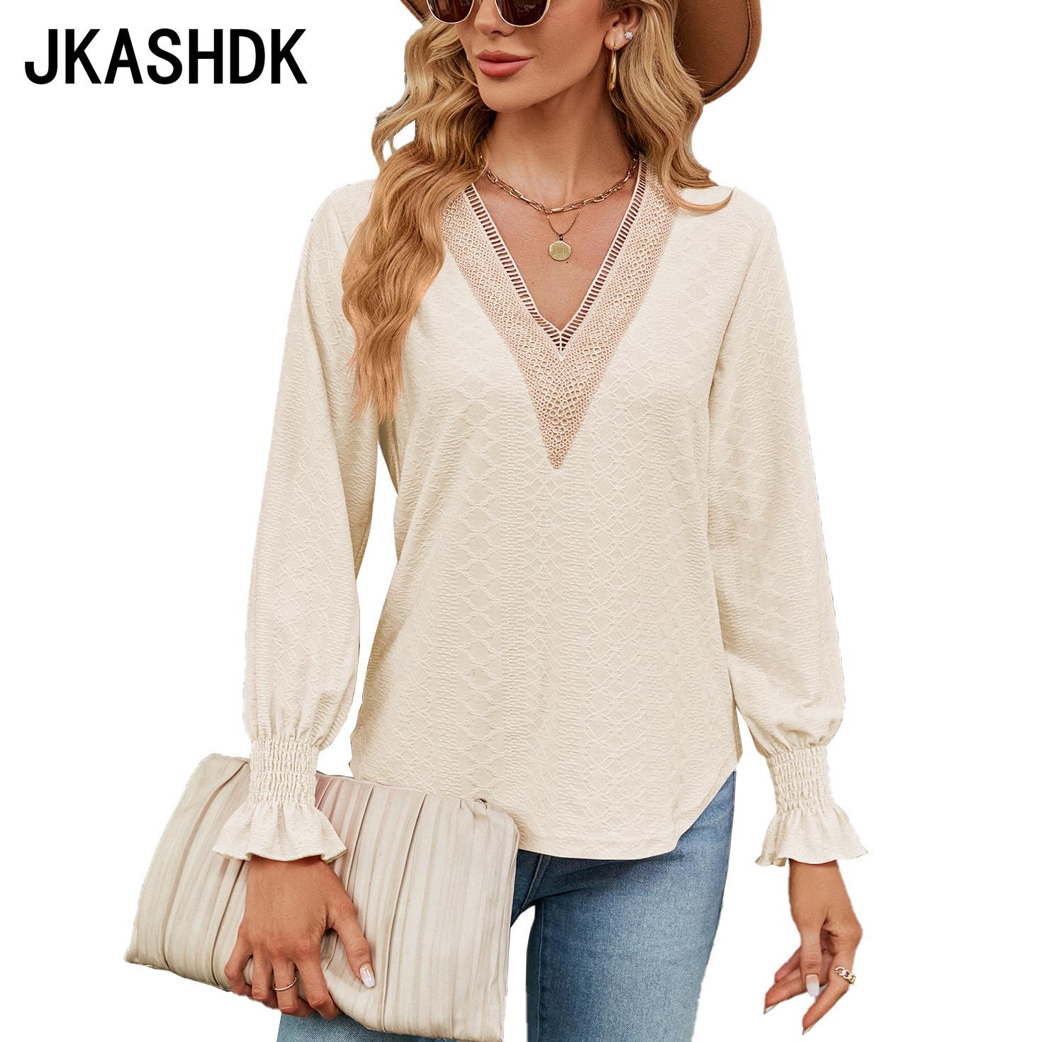 JKAASHDK женские модные повседневные однотонные принты весенне-осенние блузки и рубашки — фото 4