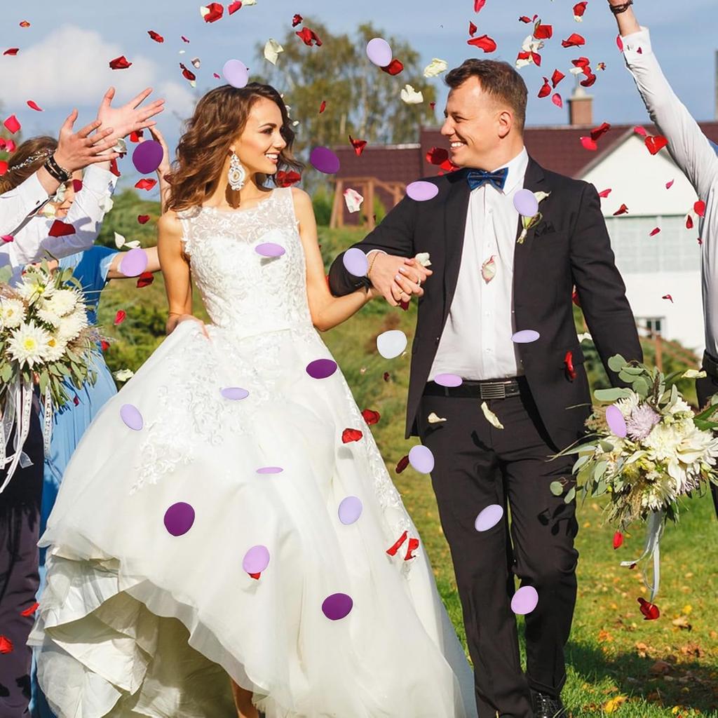 200Pcs Purple White Rose Petals for Wedding Lavender Purple Silk Petals Wedding Aisle Decor Flower Girl Scatter Petal for Valentine's Day Flower