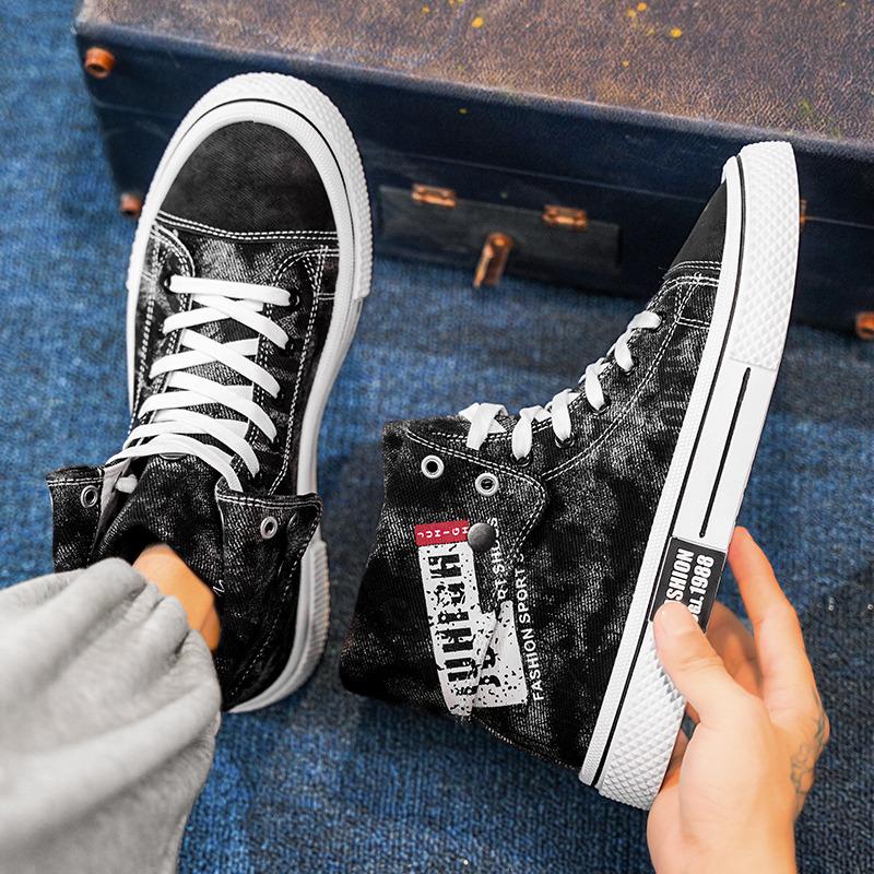 2024 Summer High Top Canvas Shoes Korean Edition Men's Shoes Trendy Student Shoes Board Shoes Breathable Versatile Shoes