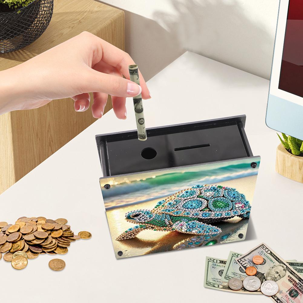 Rhinestones Desktop Ornaments Cat Table Top Diamond Painting Money Box Diamond Painting Change Holder Case Decors for Home Decor