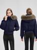 2025 Winter Kapuzen-Daunenjacke mit Pelzkragen und Taillenzug, Kurz - Neuer Chinesischer Stil für Damen, Verdickt für Kälteschutz