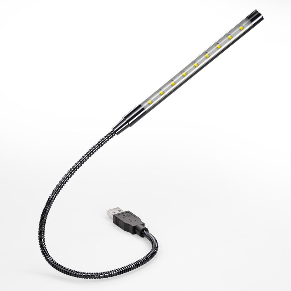 

USB светодиодный ночник мини-светильник для чтения книг с питанием от USB 10 светодиодных гибких ламп для чтения книг для ноутбука ПК ноутбука чёрный