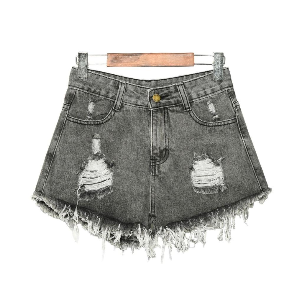 Women's Jeans American Retro Washed and Worn-out Denim Shorts with Plus-size Personalized Frayed and Ripped Details Sexy Hot-girl Style Women's Jeans