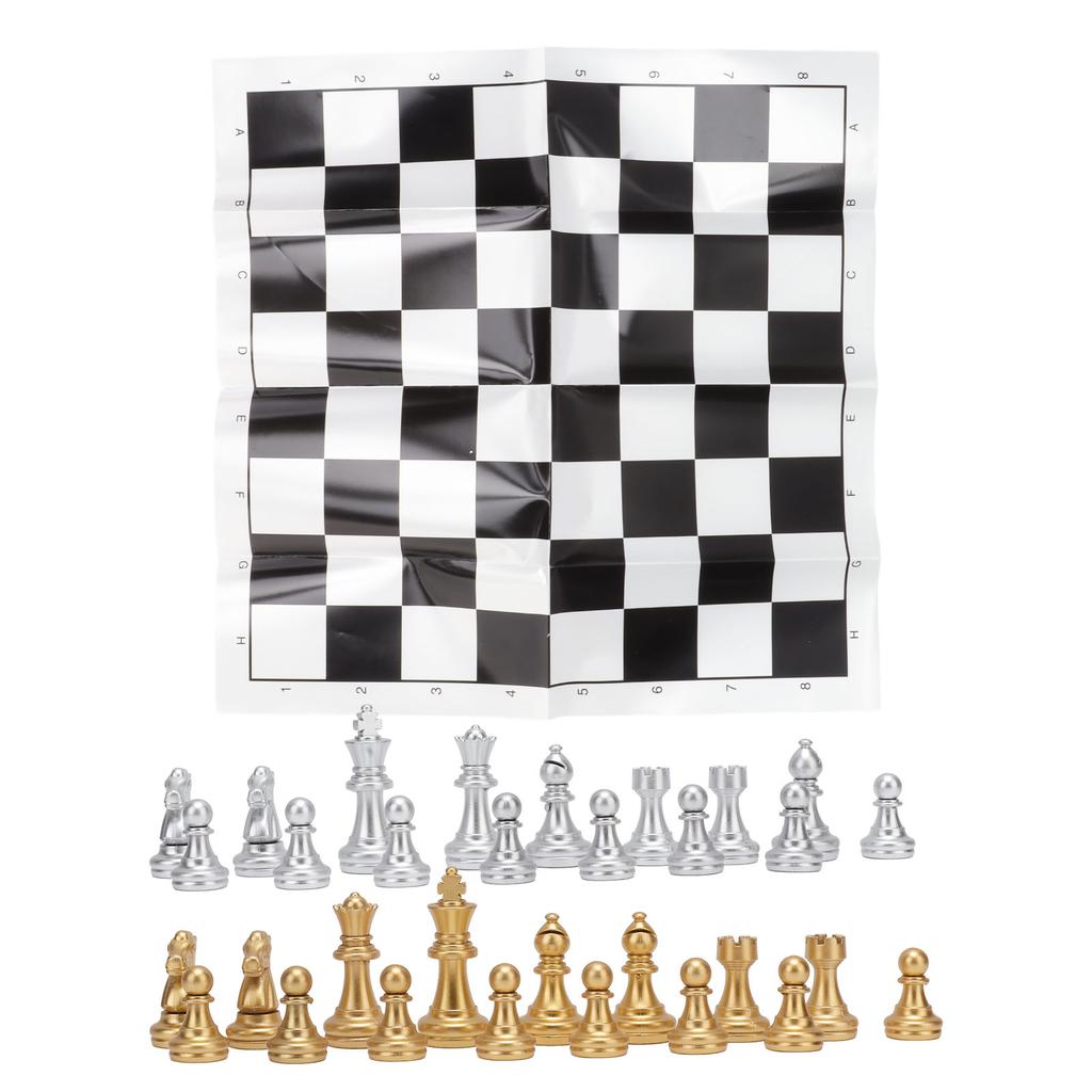 International Chess Set Wearproof International Chess Pieces Board Set with Storage Iron Box for