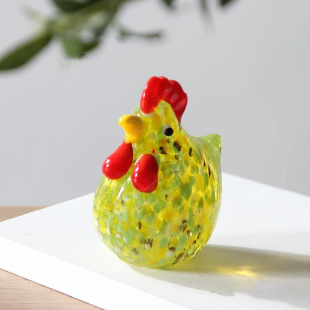 Home Decor Glass Chicken Figurines Hand Blown Turkey Sculpture Cock Miniatures  Photography Props