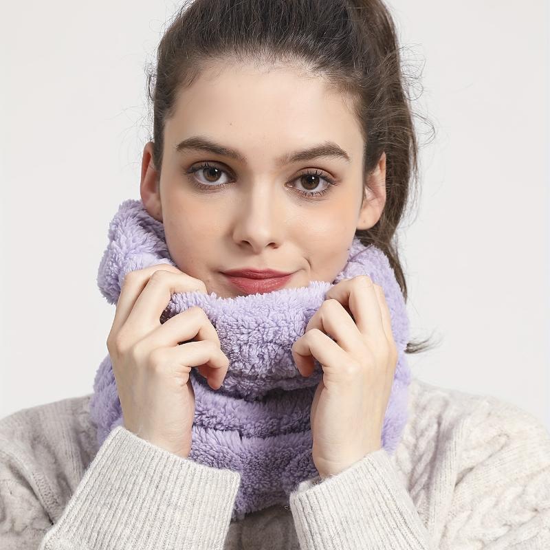 Faux Fur Plush Infinity Scarf Solid Color Soft Neck Gaiter Cute Plain Coldproof Neck Warmer Ski Mask For Women Daily Uses Winter Outdoor