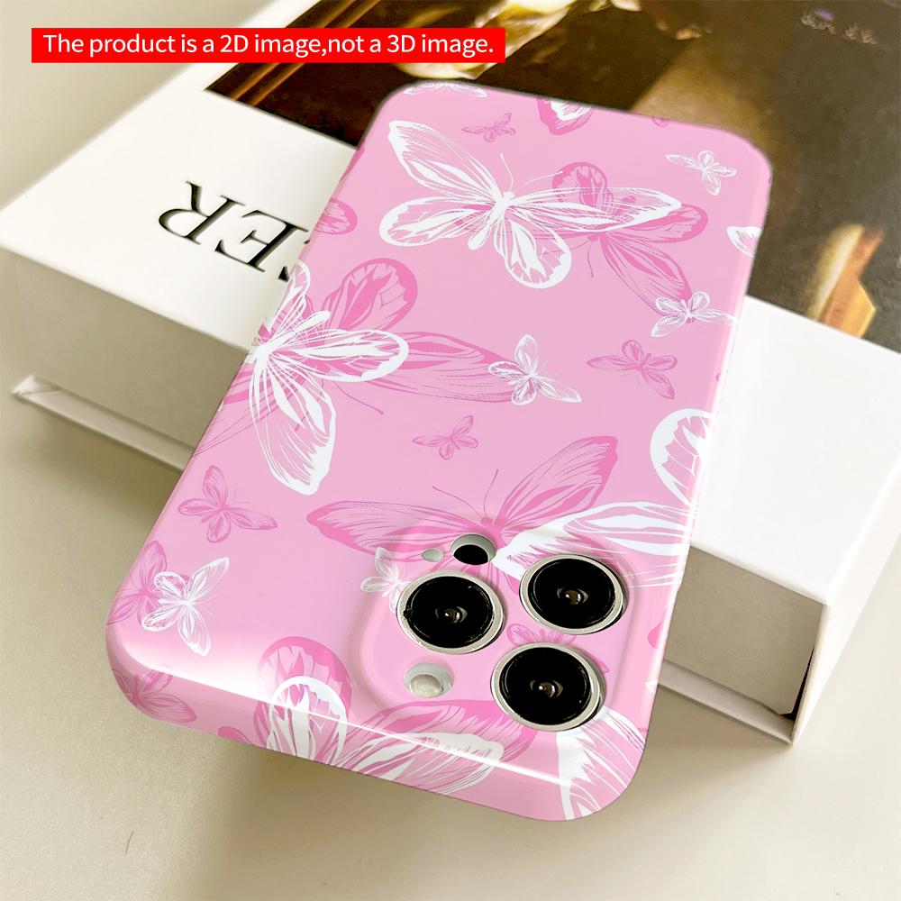 Pink Butterfly Flutter Pattern Phone Case All inclusive film hard phone case, compatible with iPhone 18 Pro Max 17 16 15 14 13 12 11