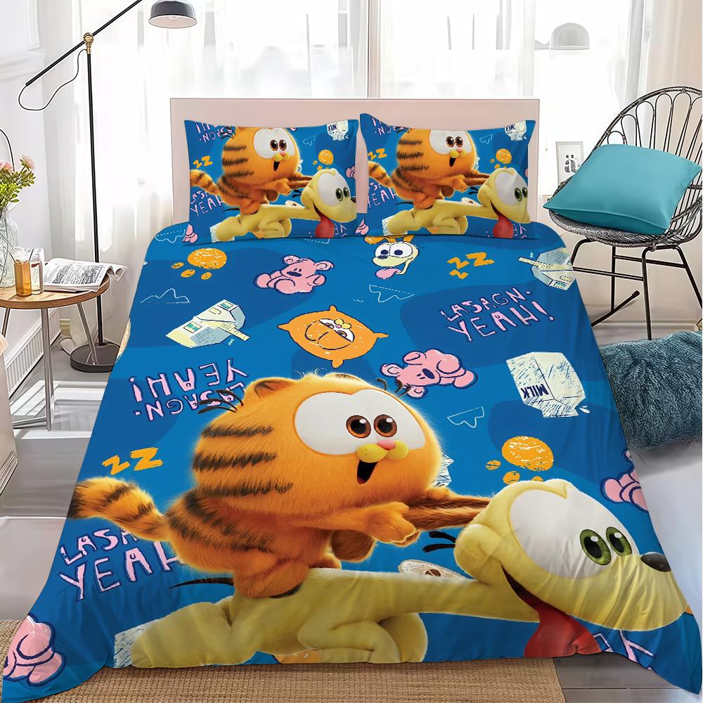 

Cartoon The G-Garfield Movie Cute Duvet Cover Set Home Style Bedding Soft Laundry Cotton Bed 3 Piece Set Student Dormitory Gift 135x200cm